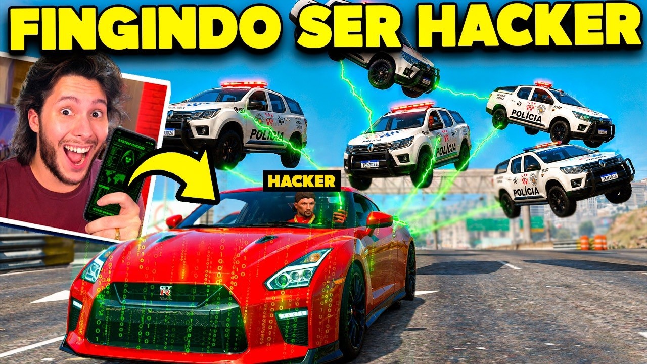 Fingindo SER HACKER DANDO FUGA no GTA 5 RP!!
