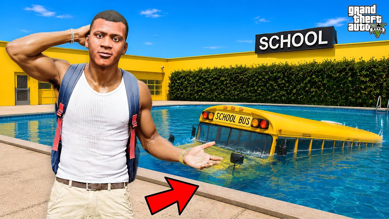 Franklin Tried to Escape New School by Driving Into a Lake in GTA 5 ! in Telugu