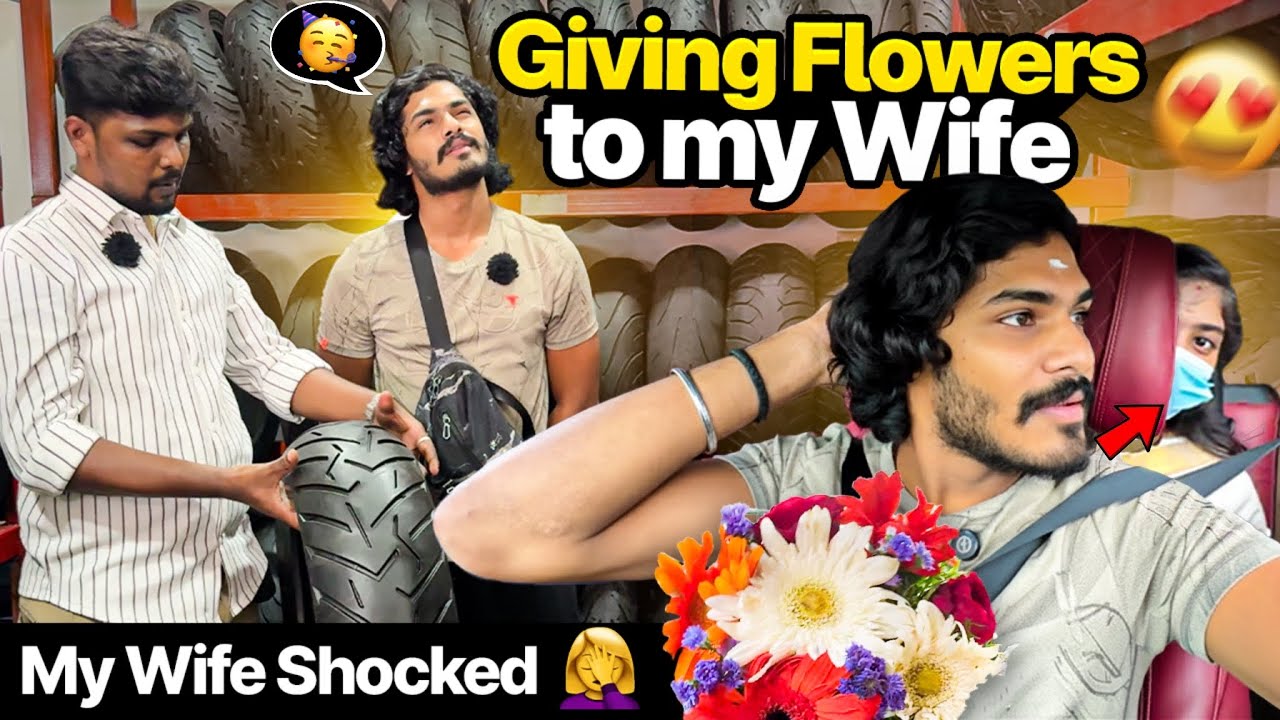 😳My wife shocked! |💐Flowers for her tyres for me!♥️🛞(couple goals) buying used tyres for Superbike |