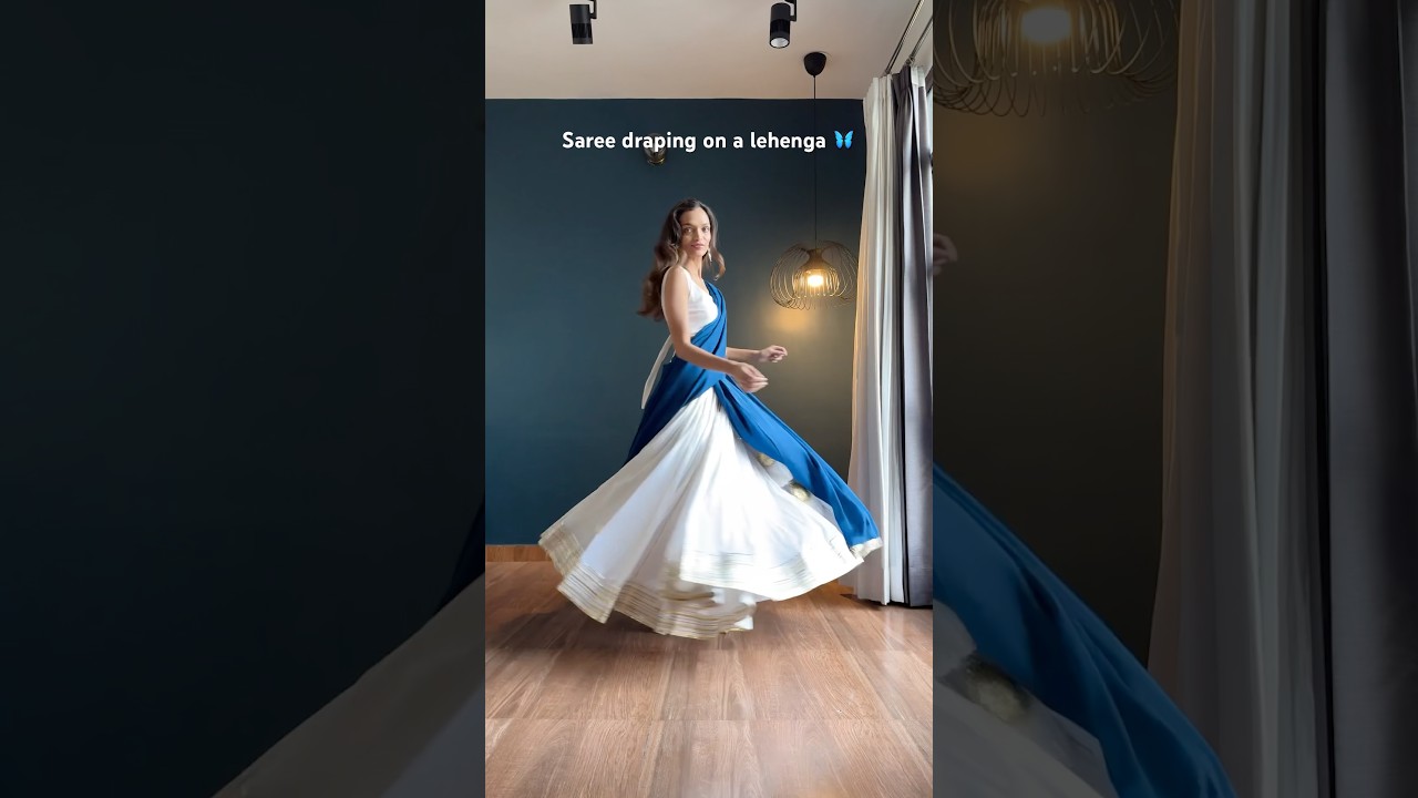 Saree draping on a lehenga 🦋 looks like a butterfly emoji hehe 😛