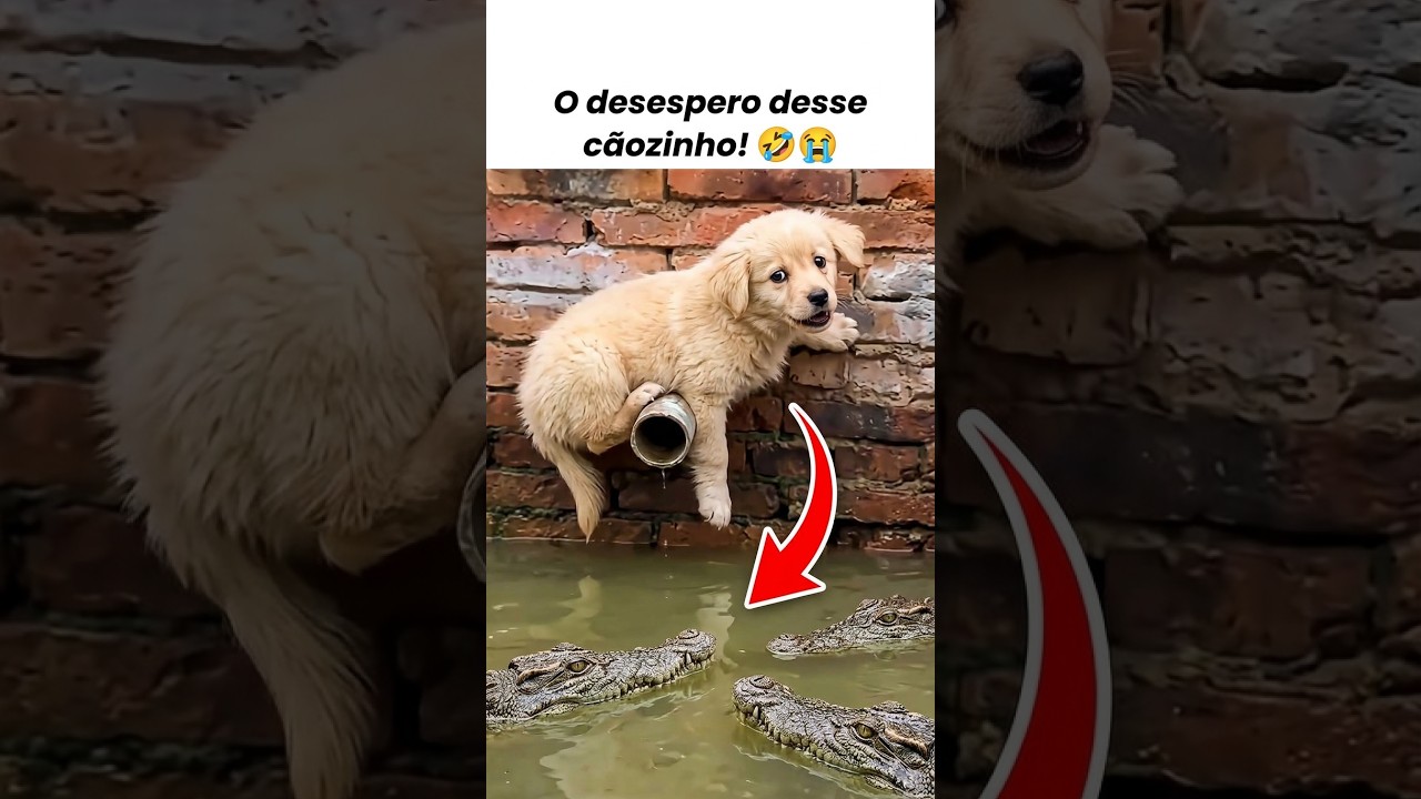 O SUSTO QUE ESSE CACHORRO LEVOU NA ÁGUA! 🐕🐊#memes #shorts