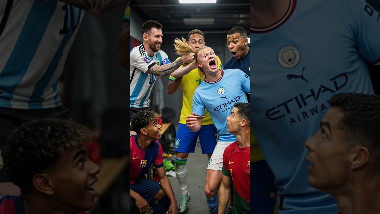 🔥 Messi, Haaland’ın Saçını Herkesin Önünde Çekti! 😂 Ronaldo, Neymar,Yamal ve Mbappé Şokta! #shorts