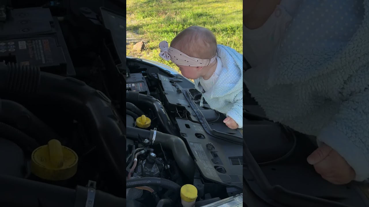 When baby Emi tries to fix the car #funny #dadlife #parenting