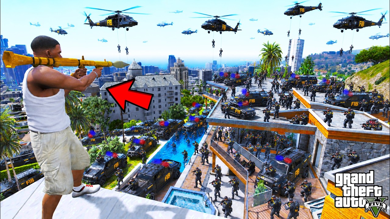 The FIB Raided Franklin's House in GTA 5 | SHINCHAN and CHOP