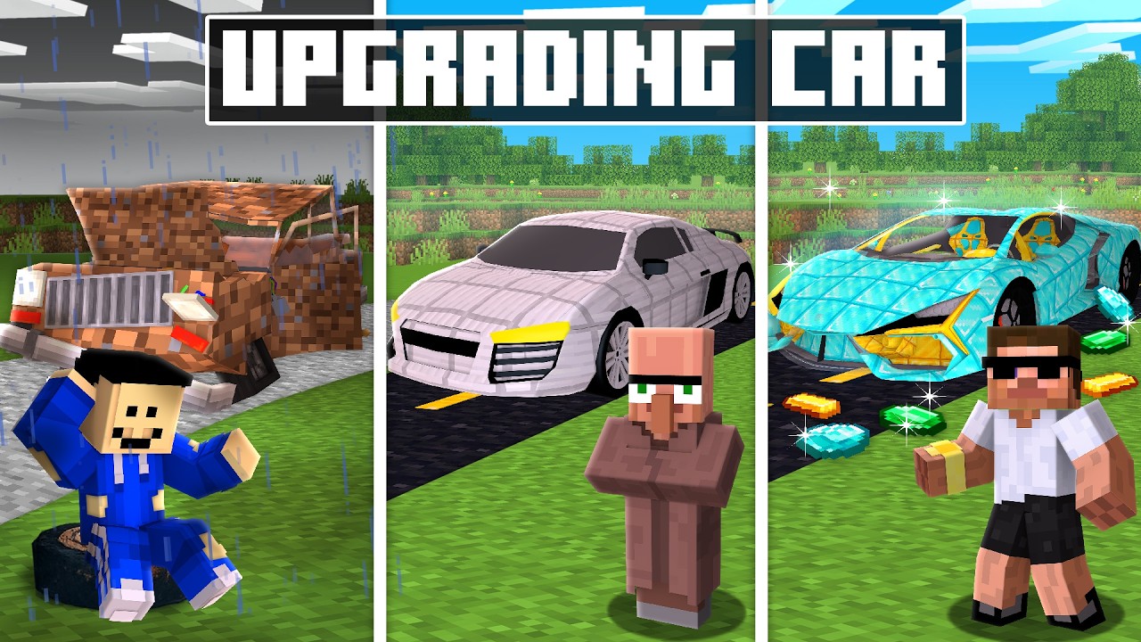 Noob to Pro in Upgrade Car Challenge in Minecraft..