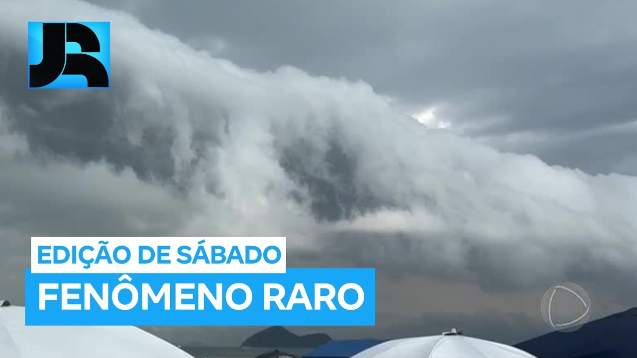 Nuvem rolo chama atenção no litoral de SP e indica tempo instável com ventos fortes na região