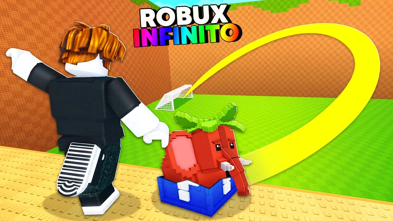PRIMEIRA VEZ NO CHUTE UM LUCKY BLOCK COM ROBUX INFINITO ATIVADO NO ROBLOX 🤑