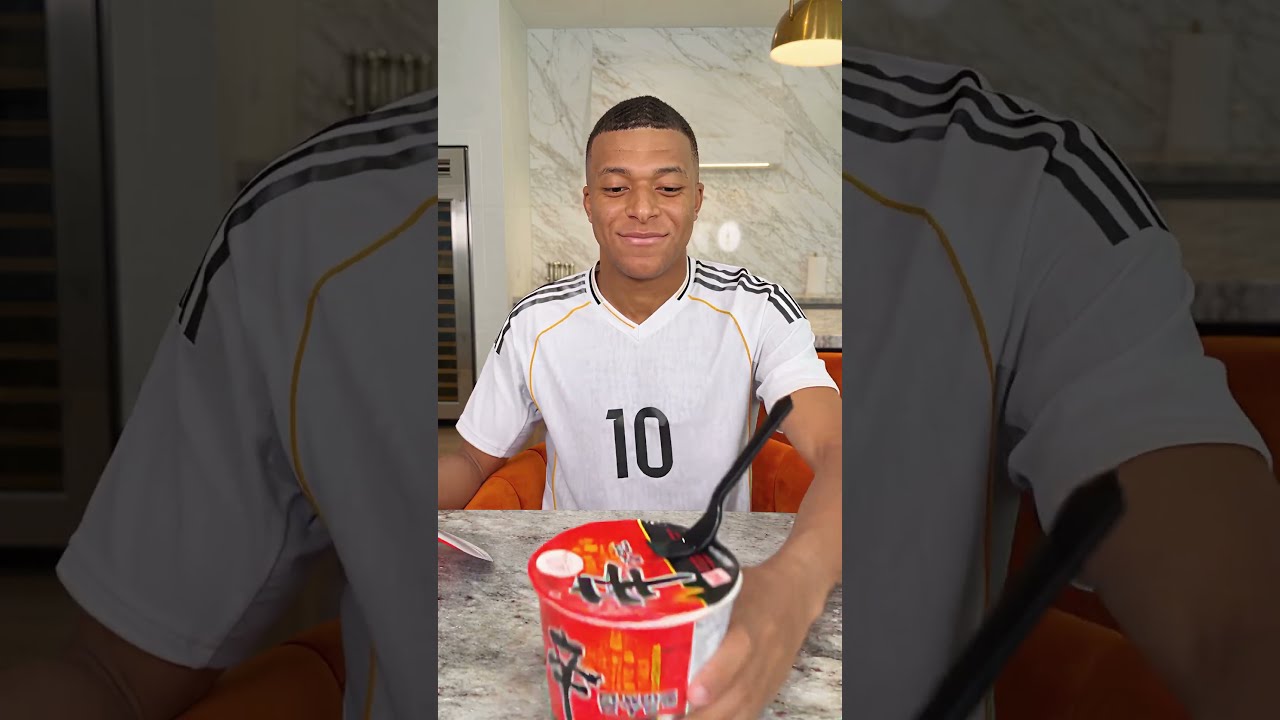 Haaland Couldn't Drink His Ramen Soup… Mbappé's Lid Trick Saved the Day 🍜😂 #shorts  #mbappe