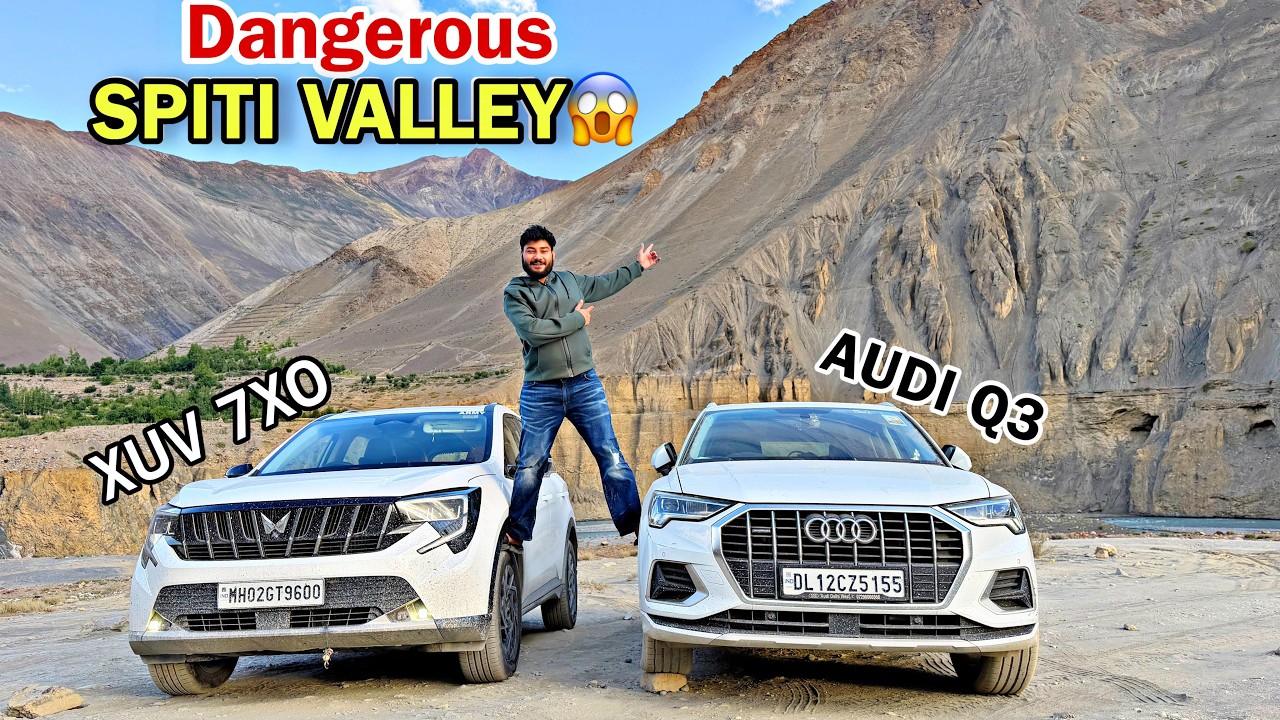 Finally!! 🥵 AUDI Q3 और Mahindra XUV7XO को लेकर Spiti Valley पहुंच गए 🏔️ Risky Trip!
