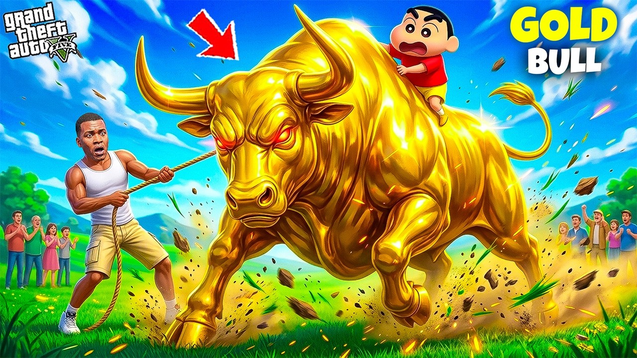 Franklin & Shinchan Trying to Control ANGRY GOLDEN Cow💪😡 Most Shocking Life