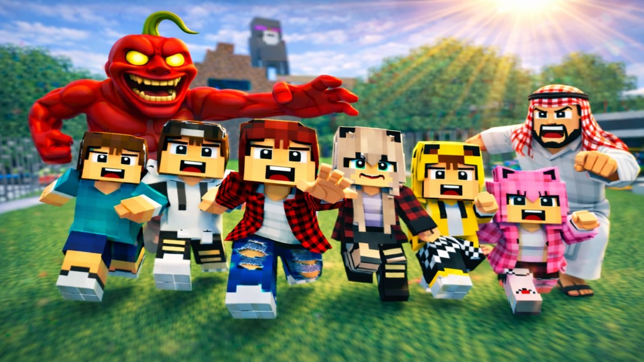 ماين كرافت لكن انقذت جيجي وعبوسي وكعبول من الوحش الأحمر المعضل 😱😨 #فلم_ماين_كرافت