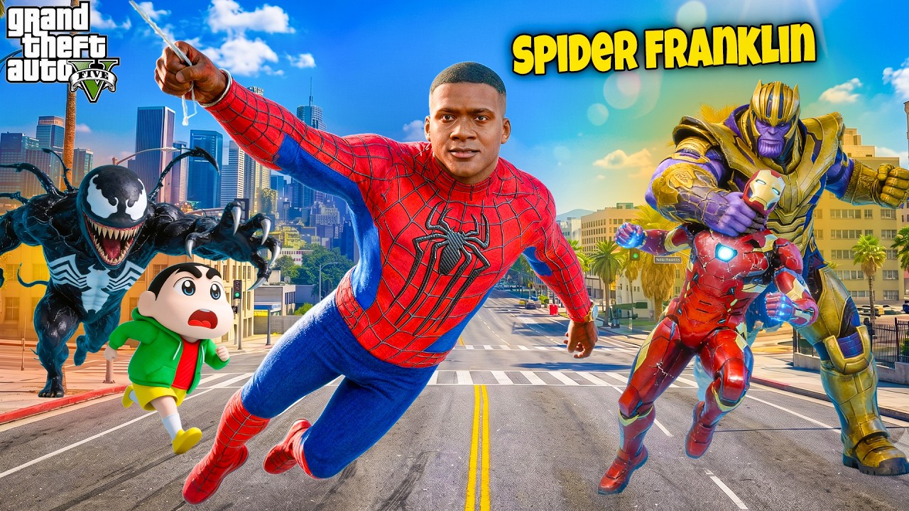 🕷️ Franklin Becomes Spider-Man! 😱 Thanos Attacks Iron Man! | GTA 5 Malayalam