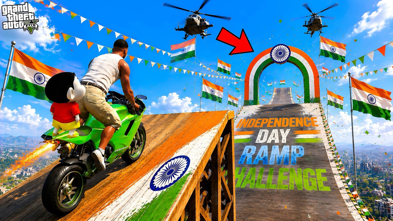 Franklin & Avengers BIG INDIAN RAMP Challenge 🇮🇳🔥 GTA 5 ! in Telugu