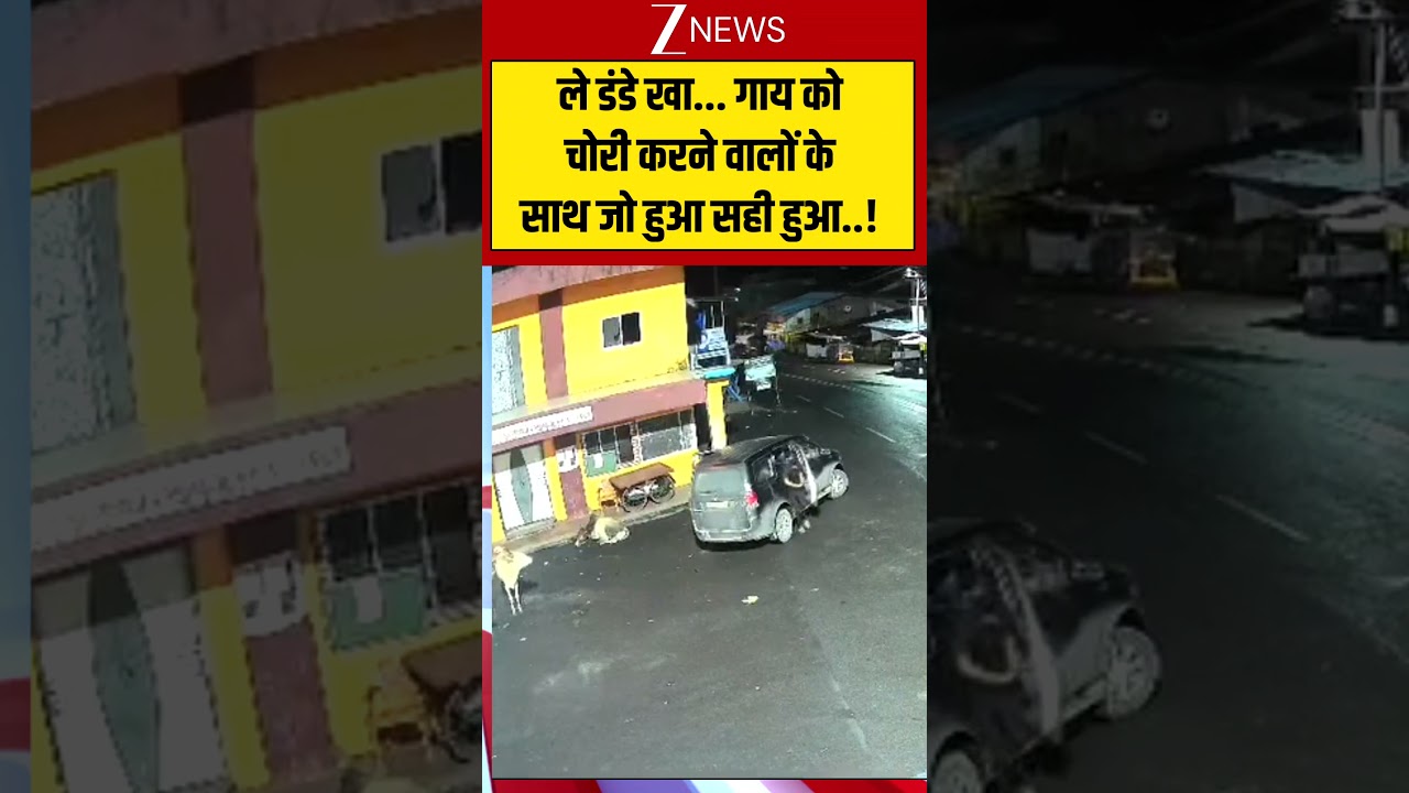#ViralShorts ले डंडे खा... गाय को चोेरी करने वालों के साथ जो हुआ सही हुआ..! #CCTVFootage #ViralVideo
