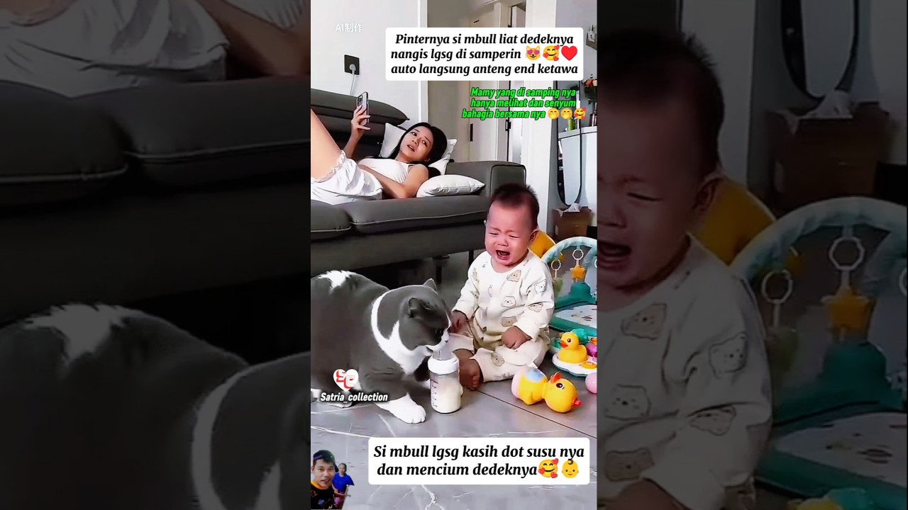 Pinternya si mbull liat dedeknya nangis lgsg di samperin auto langsung anteng end ketawa🤣