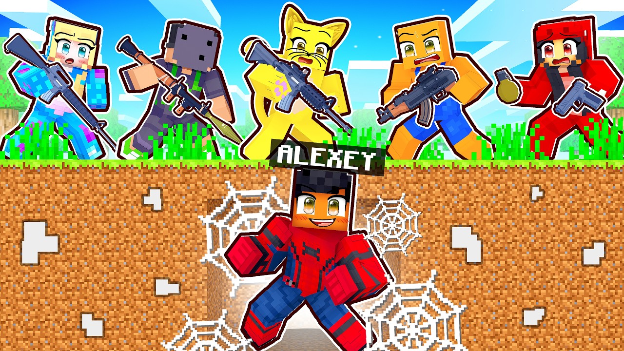 HOMEM ARANHA vs 5 CAÇADORES com ARMAS