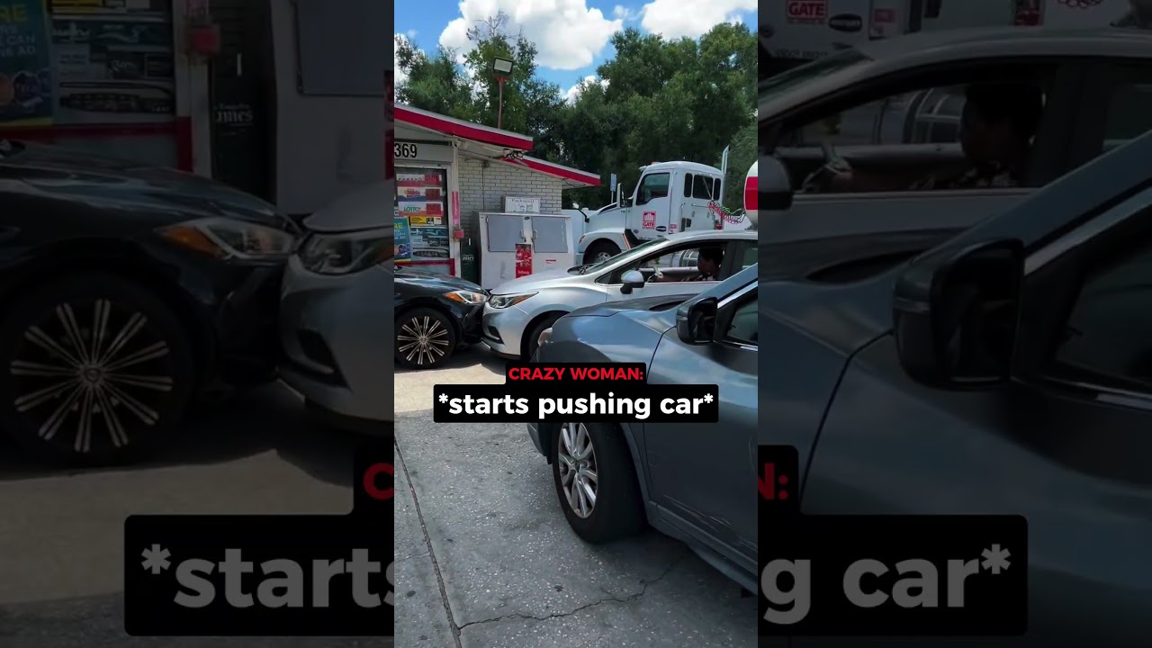Crazy Woman Keeps Hitting Cars...
