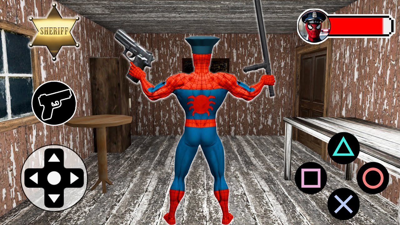 Playing as Spider-Man-Cop vs Granny, Slenderman, Grandpa - Gameplay Animation (Mix 46)