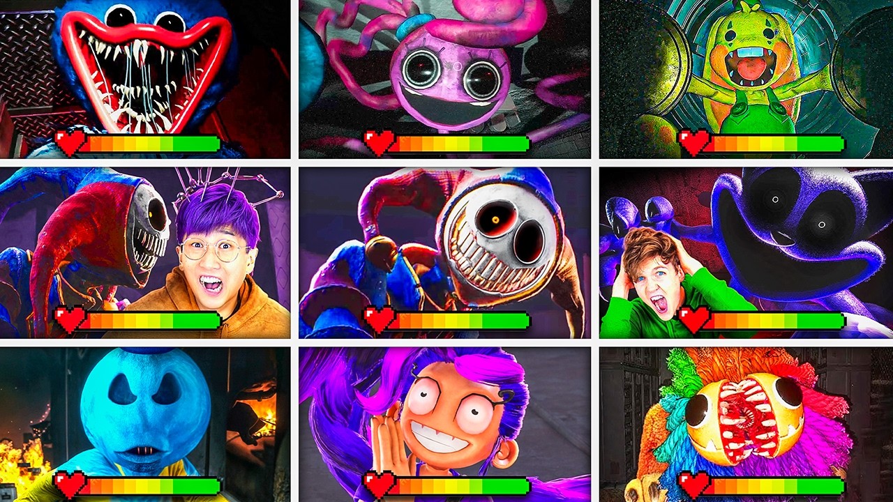 POPPY PLAYTIME CHAPTERS 1 to 5 - ALL BOSSES & DEATH SCENES With HEALTHBARS!?