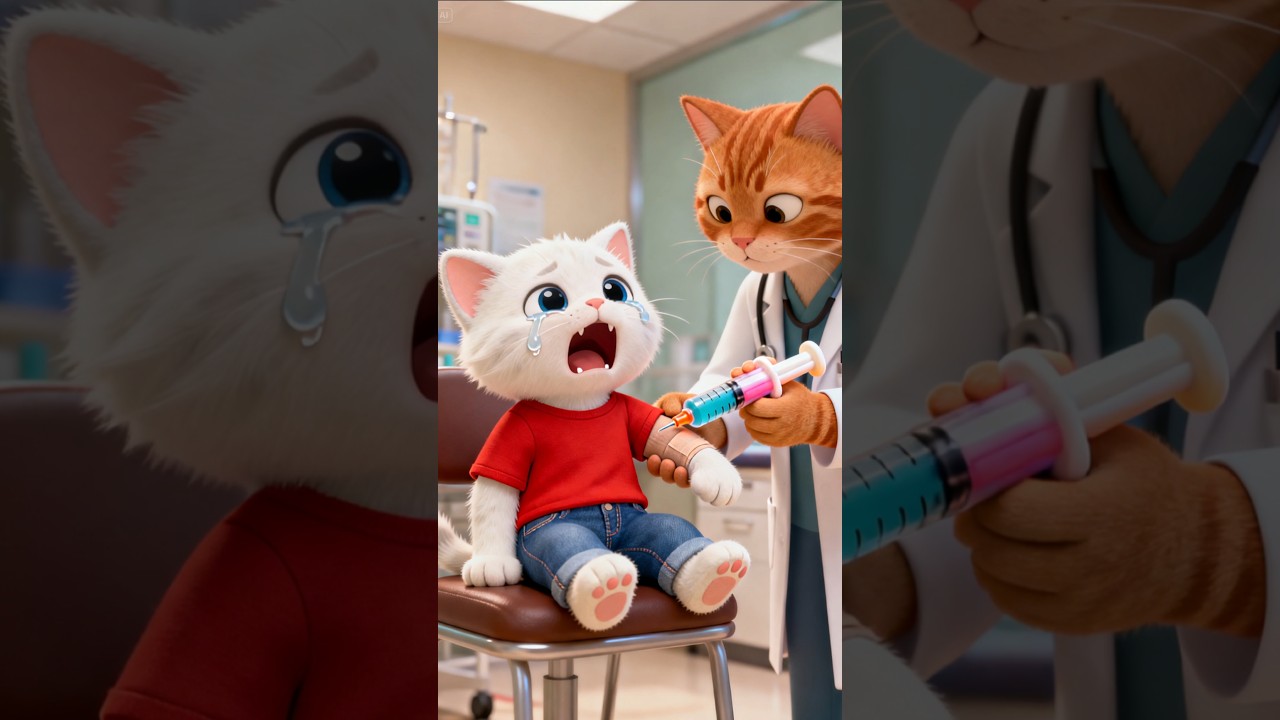 القط كريم خايف من الحقنة ... #cat #كرتوناطفال #الذكاء_الاصطناعي