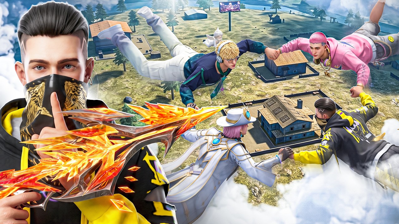 TRYING BEST SKYDIVE & NEW EVO GUN SKIN IN FREE FIRE