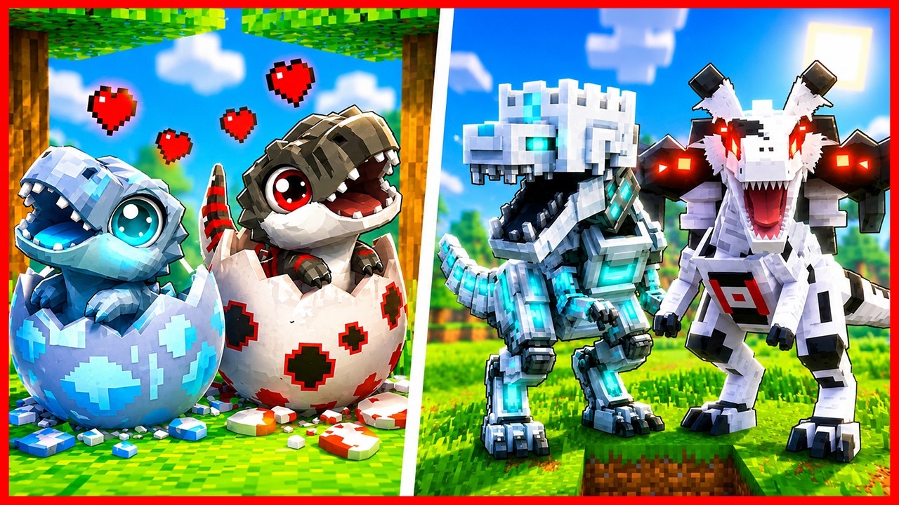 1000 HARI PARA YOUTUBER DI ADOPSI JADI AYAM SAMPAI BERUBAH JADI T-REX BUAS DI MINECRAFT !