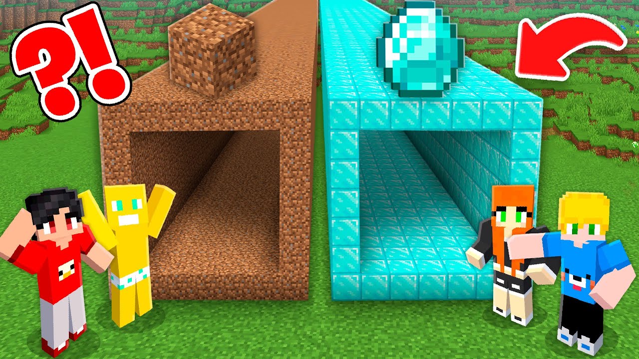 Desafio do Túnel de TERRA vs. DIAMANTE no Minecraft!