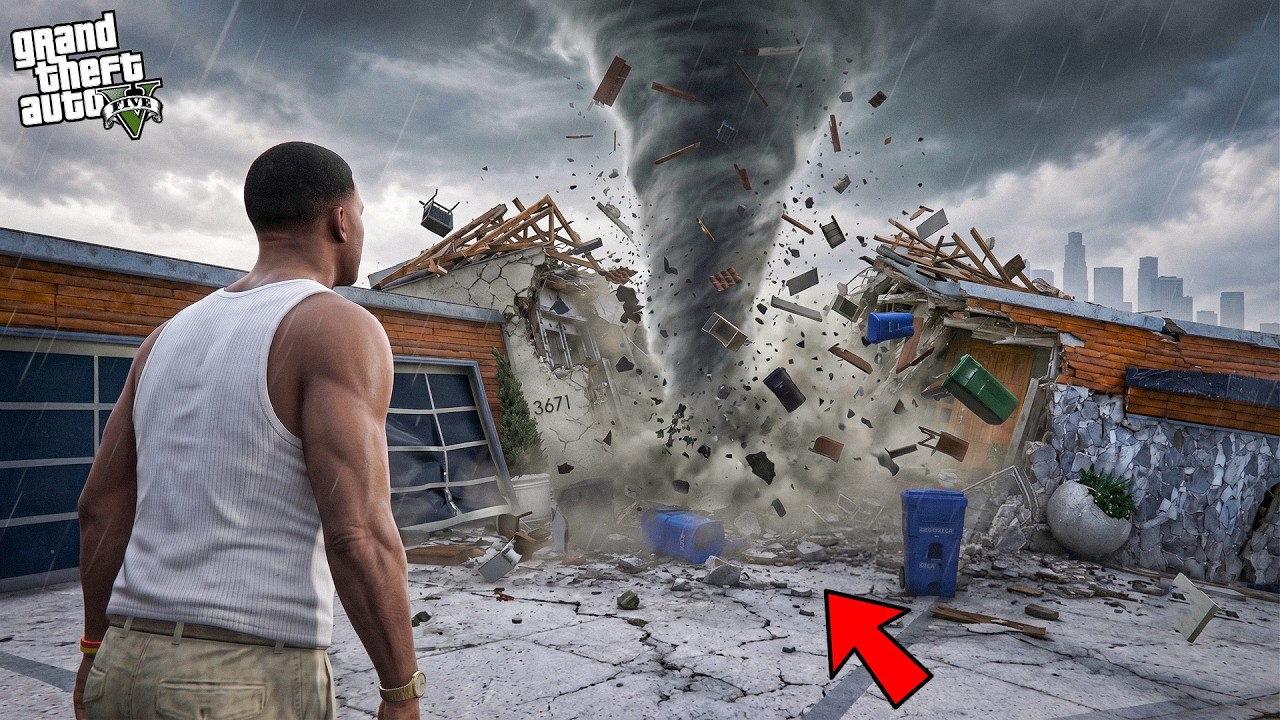 Franklin Survive The Biggest Tornado In His House ! (GTA 5 Mods)
