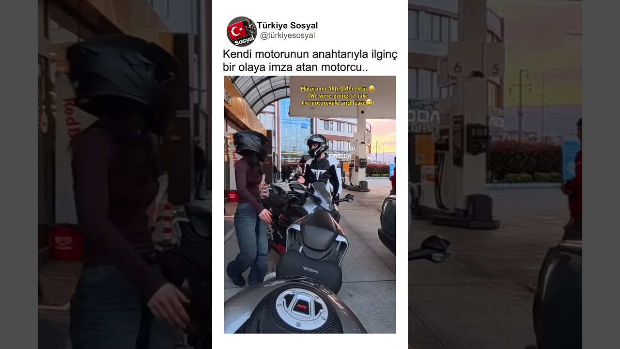 Benzin İstasyonunda Fark Etmeden Yaptığıyla Çok Utanan Motorcu😂🤣