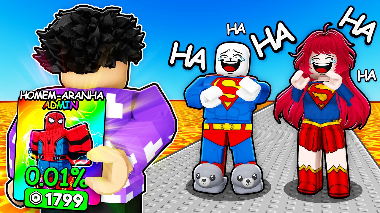 MEU AMIGO TRAPACEOU, mas não sabia que eu tinha O HERÓI SECRETO na Corrida do Roblox