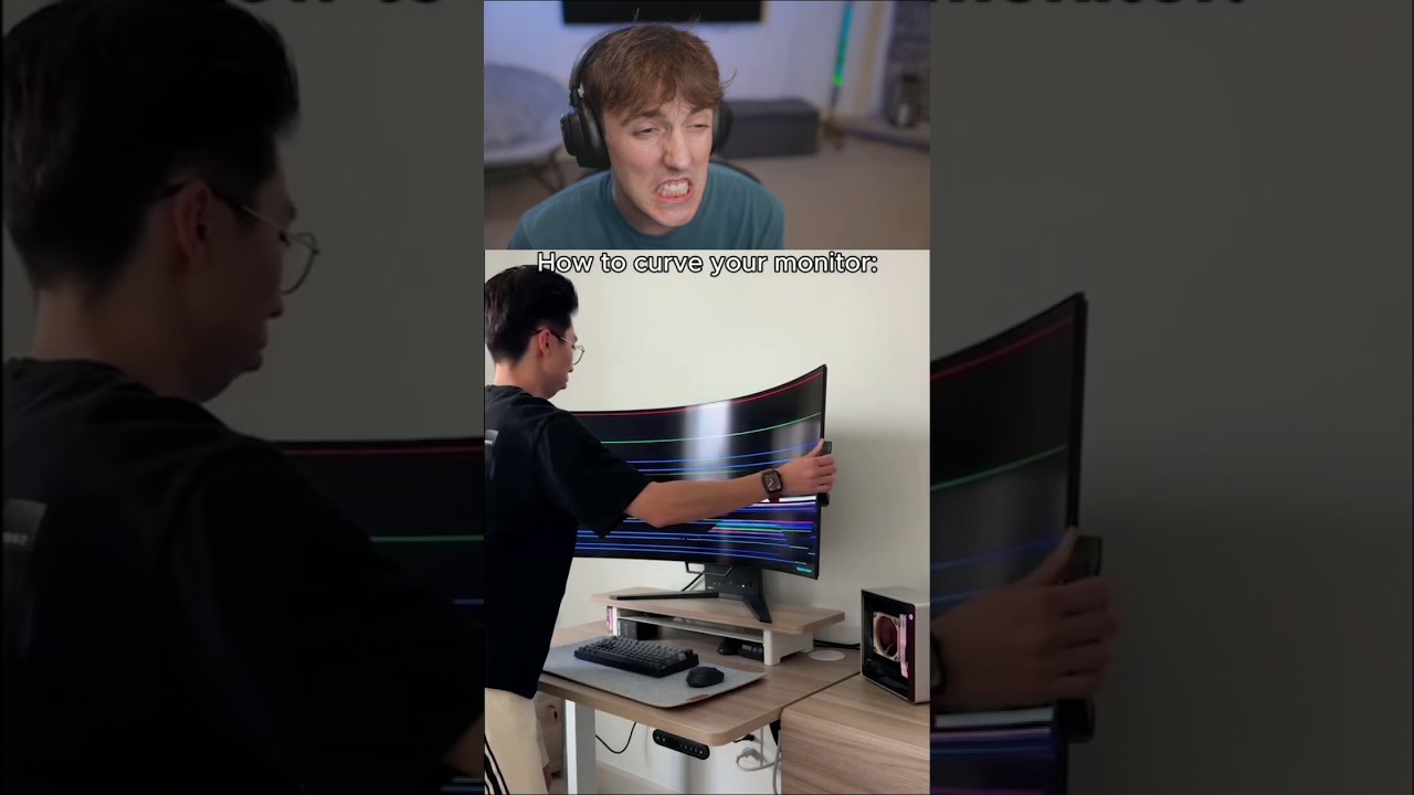 Bro tried to curve his monitor 😭