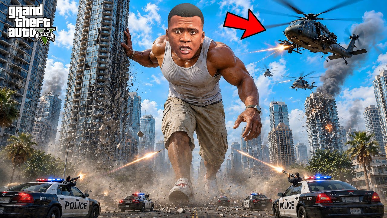 Franklin Became a GIANT & Destroyed Los Santos in GTA 5 ! in Telugu
