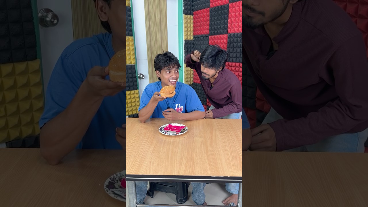 Burger Eating Challenge In Minimum Bite😄 #shorts