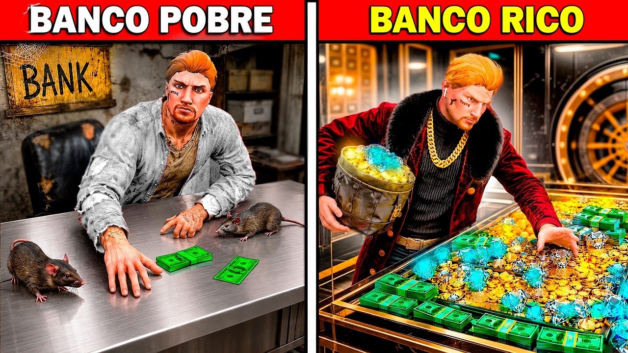 Assaltante de BANCO RICO VS POBRE no GTA 5 RP!!