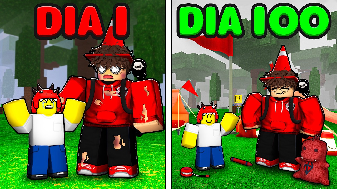 100 DIAS COM A DINO KID NO 99 NOITES NA FLORESTA