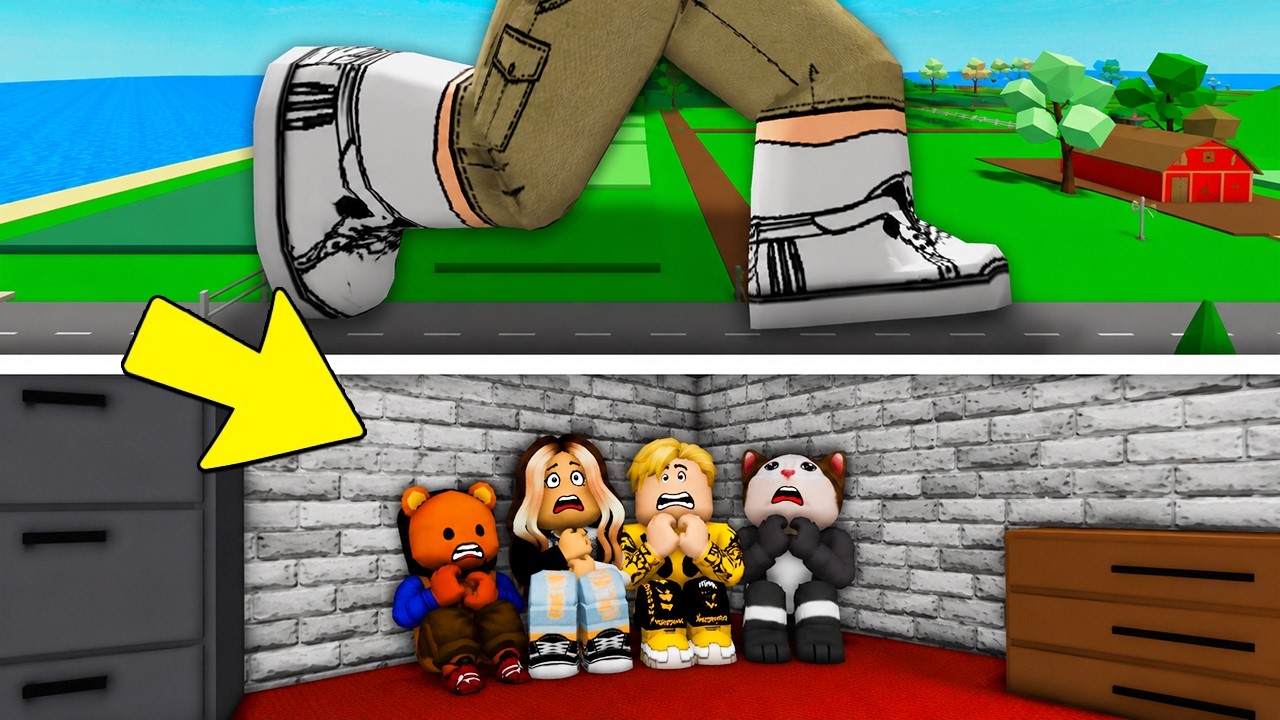 فيلم روبلوكس :هربنا من العمالقة وبنينا مخبأً سريًا تحت الأرض بعد تدمير العالم ...😱☠️ لكن سري خطير!🔥