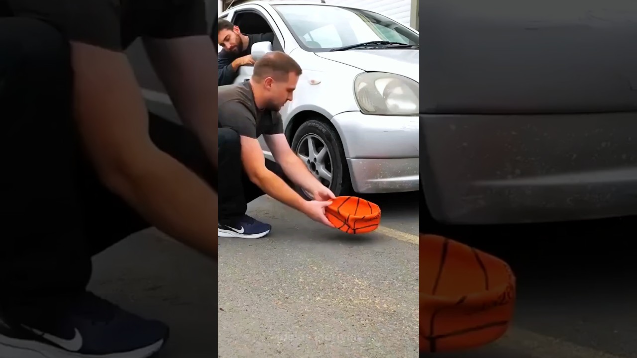 ⚽🚗 كرة القدم تنقذ إطار السيارة! 😂😱 #shorts