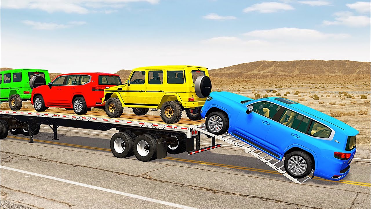 Flatbed Truck Mcqueen  | Transportation with Truck - Pothole vs Car #552 - BeamNG.Drive
