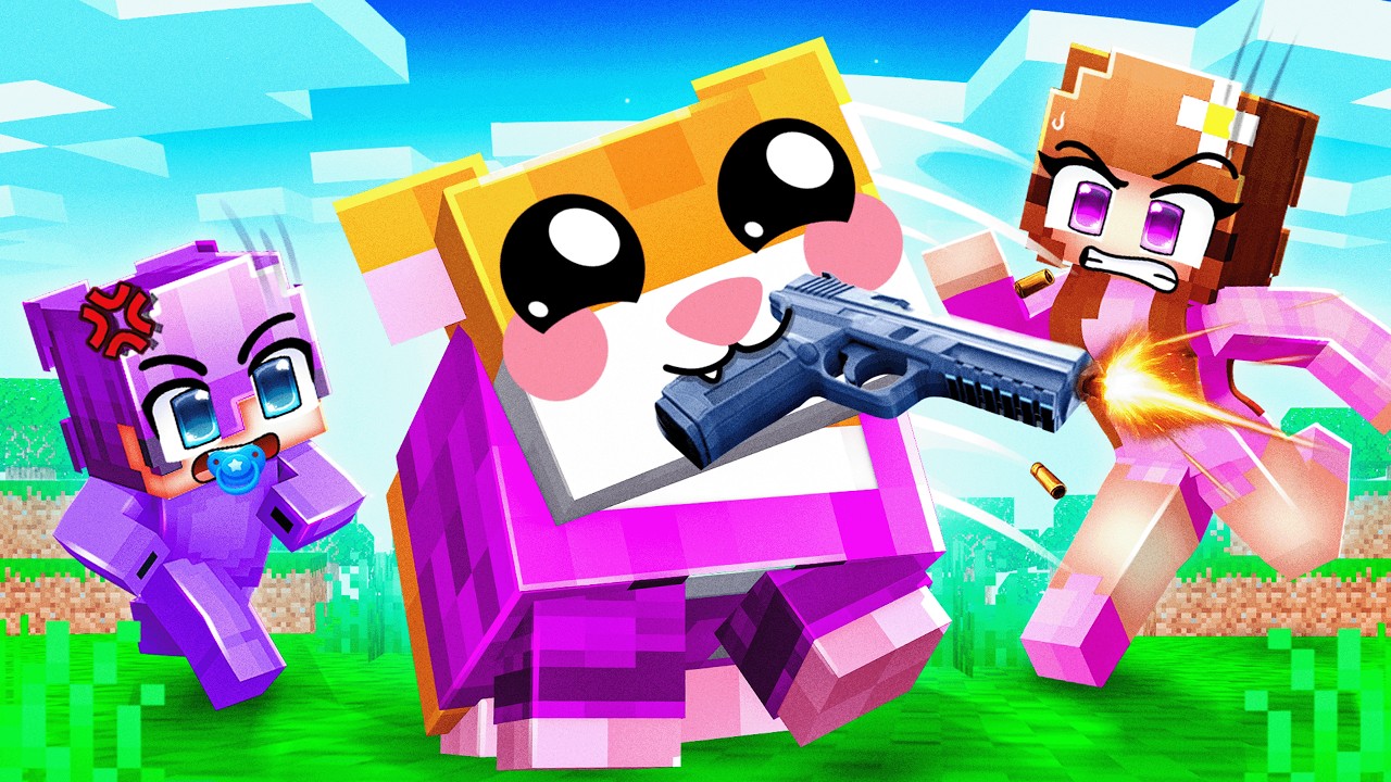 I Became a BABY HAMSTER, with a GUN in Minecraft!