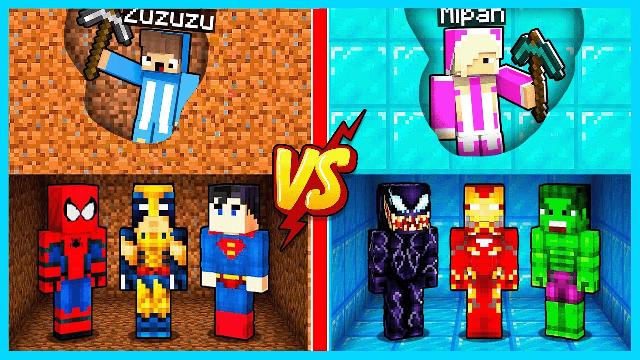MIPAN & ZUZUZU GALI KE BAWAH TANAH UNTUK MENCARI PAHLAWAN SUPER DI MINECRAFT!