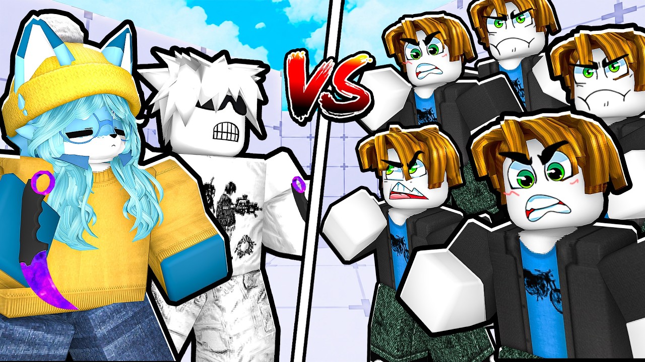 2 KNIFE PROS vs 10 NOOBS in Roblox Rivals!