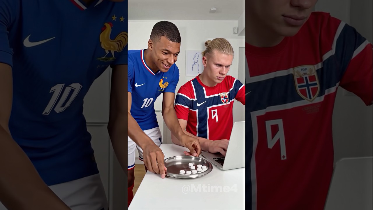 Haaland's reaction when Mbappé puts on a mask 😂 #football #ai #shorts