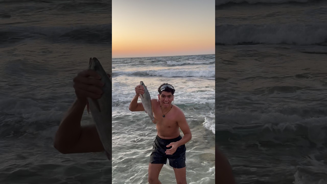 اصطدت سمكة ب ايدي 🎣😂😎