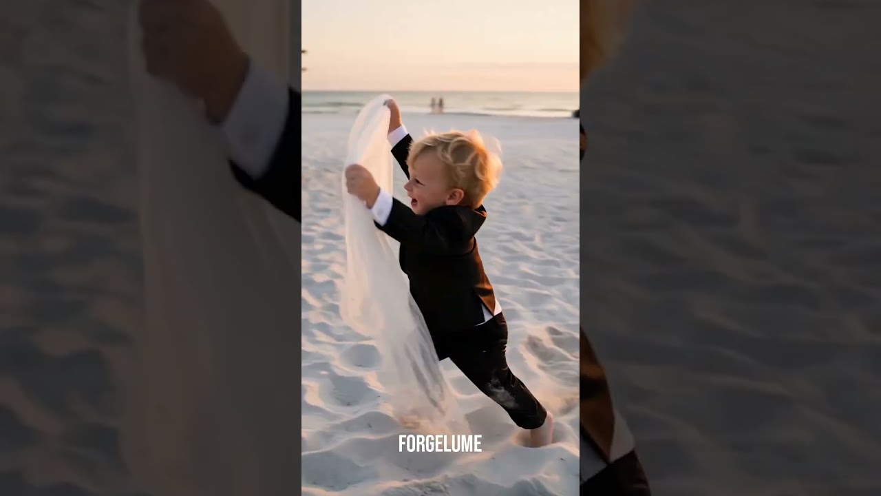 TODDLER Saves Bride's Veil at Beach Wedding in AMAZING Move 🌊👰