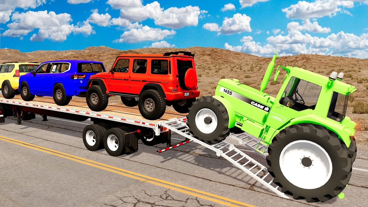Flatbed Truck Mcqueen | Transportation with Truck - Pothole vs Car #296 - BeamNG.Drive