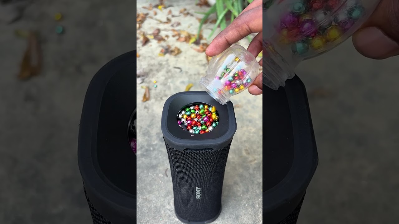 Sony speaker and shinny balls bass test