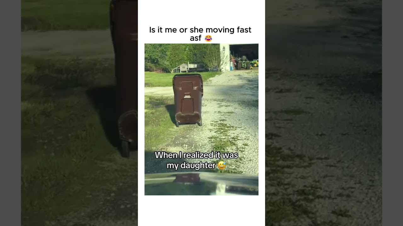 When you notice a trash can rolling down the driveway entirely on its own 😂