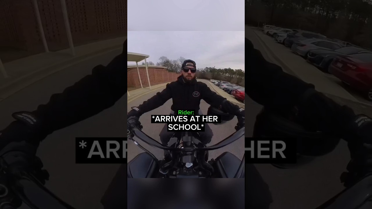 Biker Dad goes to Pick Up His Daughter..
