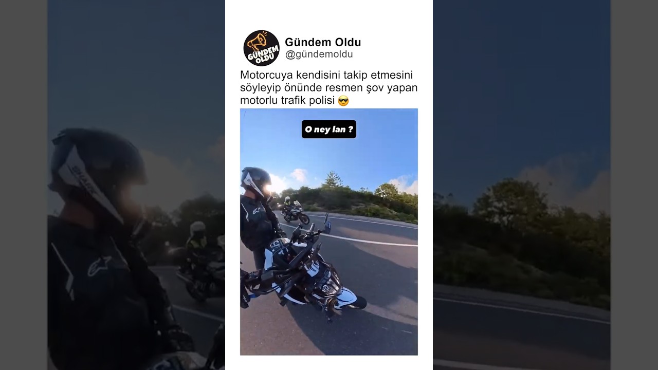 Motorcunun önüne geçip ona resmen şov yapan motorlu trafik polisi 😎