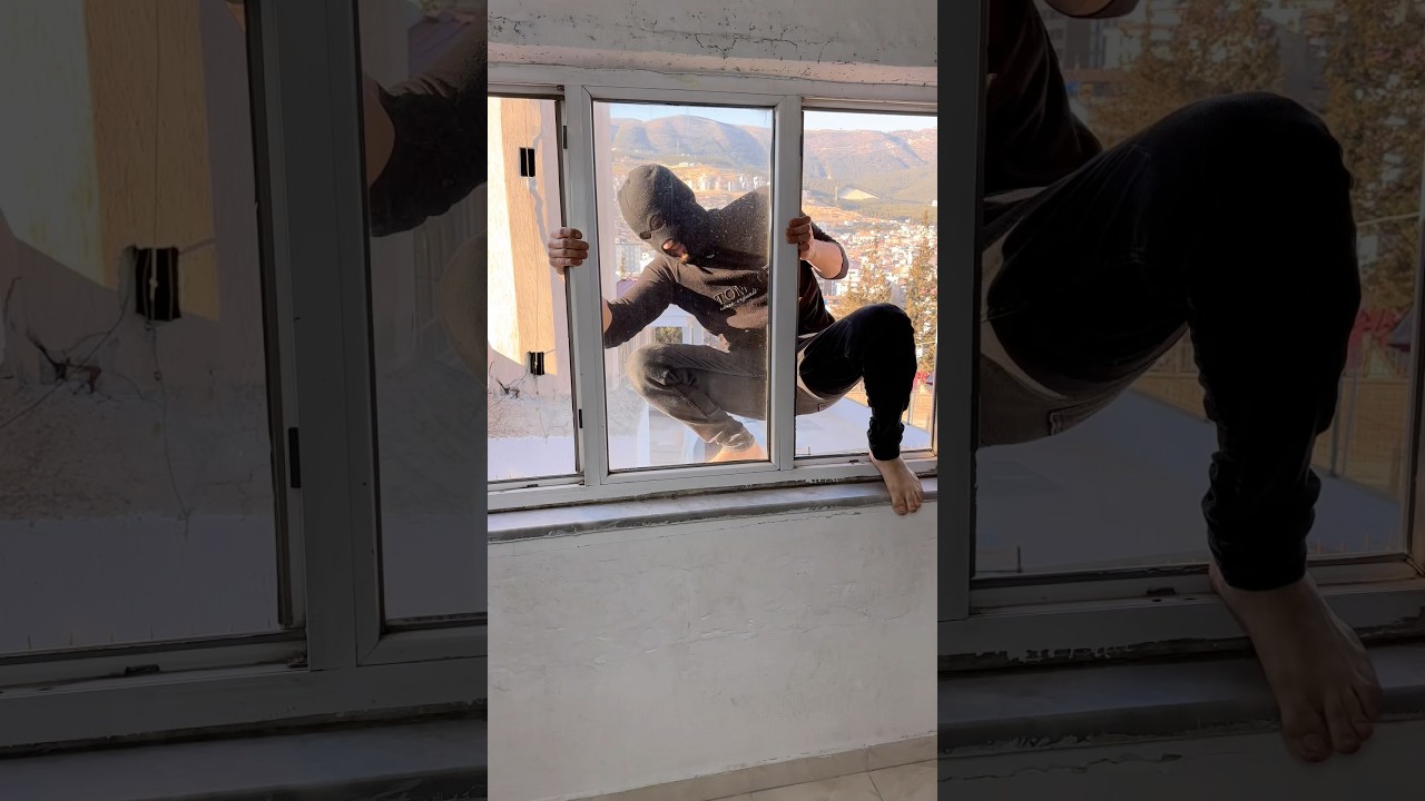طلع في حرامي علنافذة 🪟 وعم يهربو منو 🥷💥